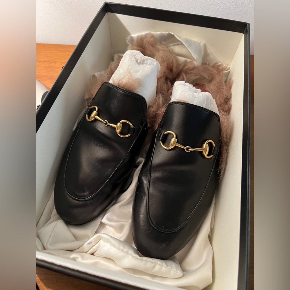 Gucci Princetown Loafers Fur Lined Slides Flats